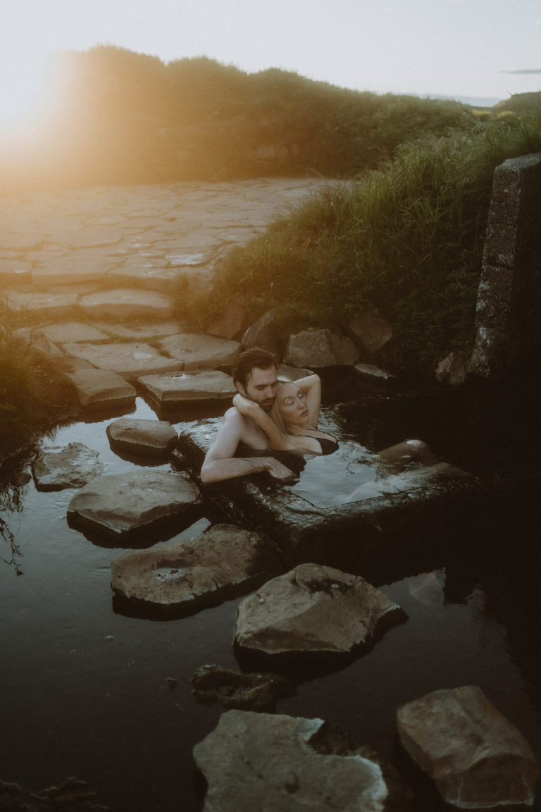 Couple in a hot spring Iceland